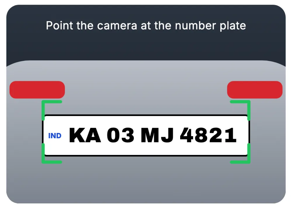 Camera scanning a number plate on the New job screen